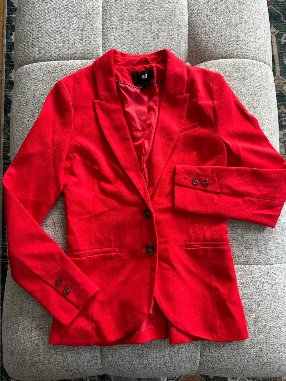 H&M Women's Bright Red Single-Breasted Blazer